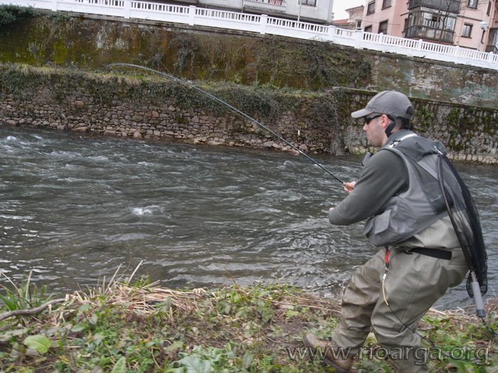 Inaki trabajando una trucha