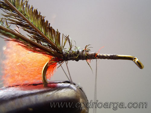 Añadimos dos fibras de cola de pavo real Red-Tag-3