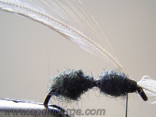 Añadimos la pluma que nos servirá para hacer el collar hormiga 5