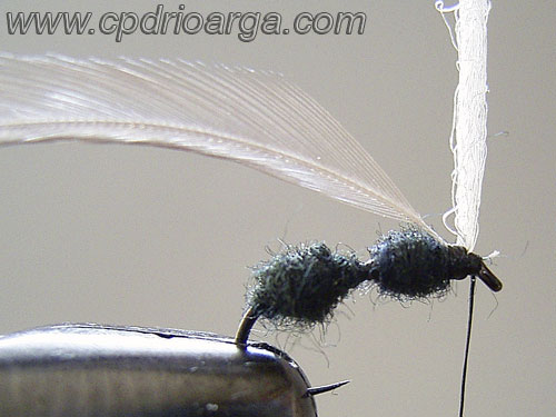 Sujetamos el poste y empezamos a enrrollar la pluma hormiga 6